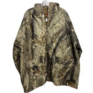 Stearns Dry Wear Hunting Rain Jacket Mens XL Realtree Hardwood Camo Lined Hooded